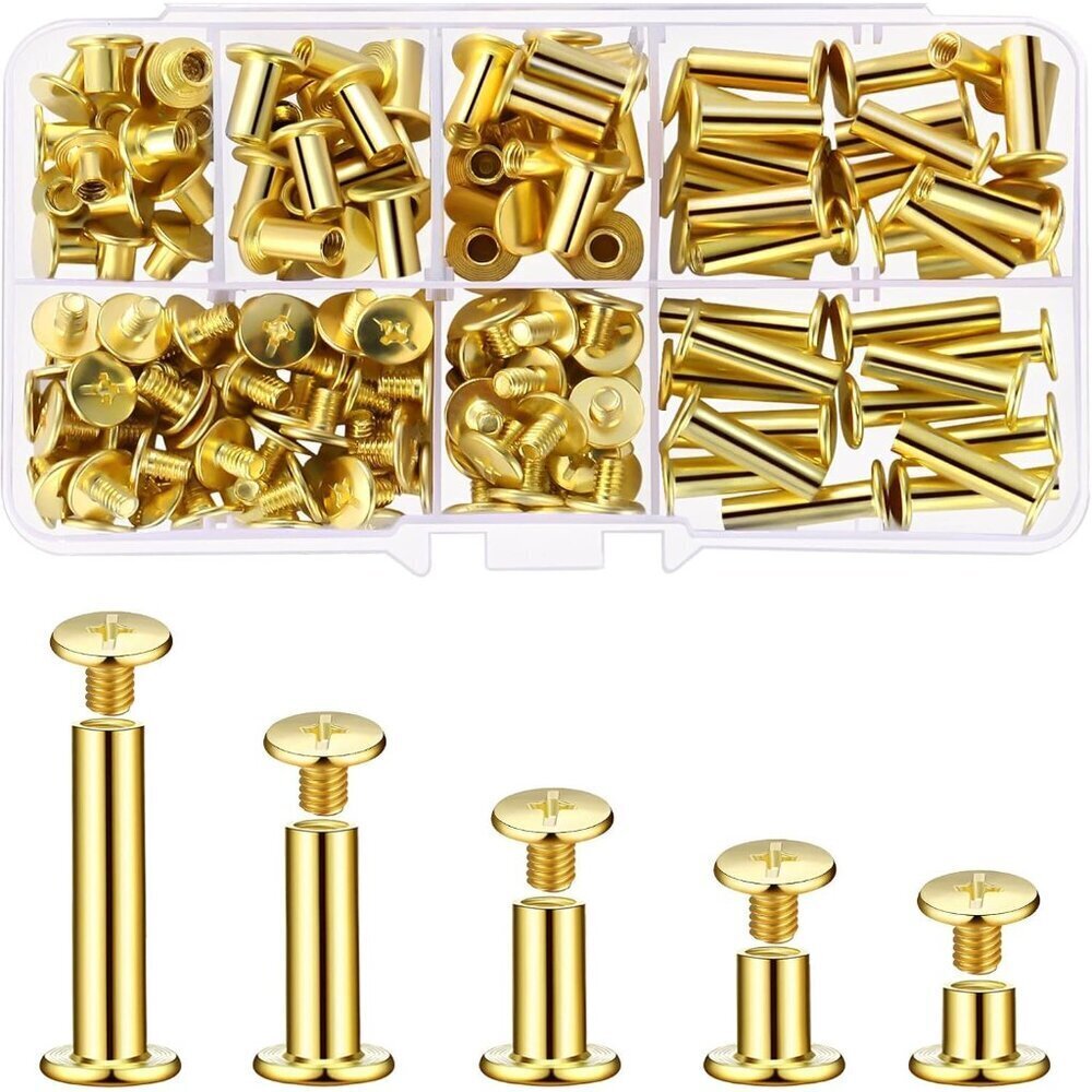 Chicago Screws Leather Binding Kit 80 Sets Gold 5 Sizes
